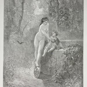 Dore, Fables, Fortune and Child, Horse and Wolf, Bookplate, Art, ~ 240706-WH 290